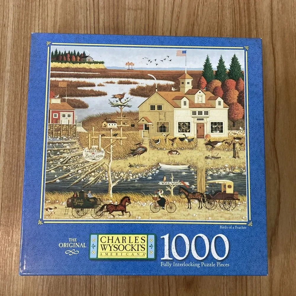 Charles Wysocki Birds of a Feather 1000 Pc Puzzle MB Americana 1999 Walk Wisely